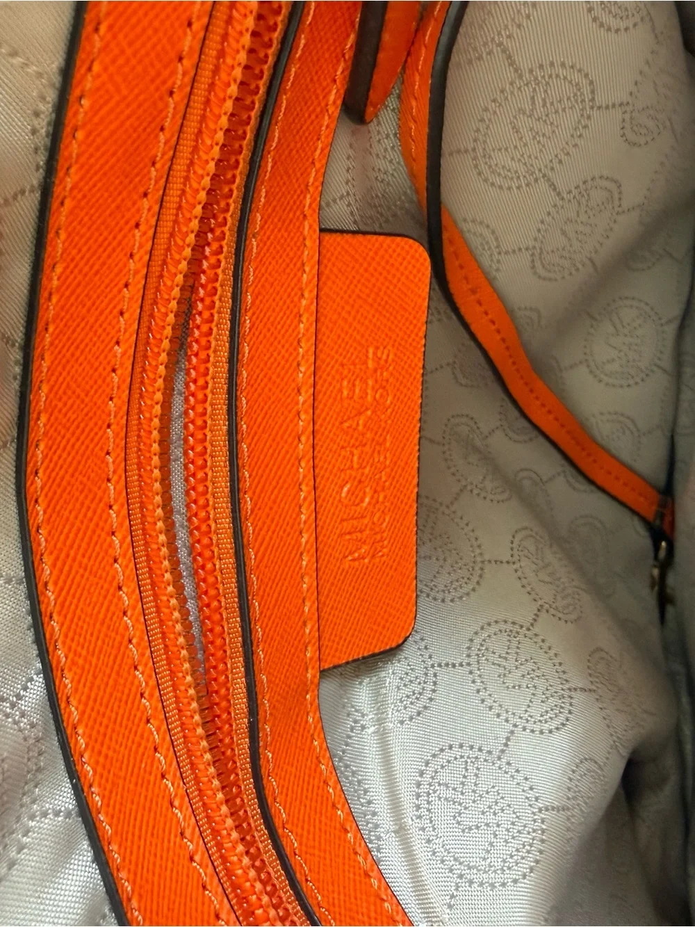 Michael Kors Bright Orange Shoulder Bag with Gold Hardware